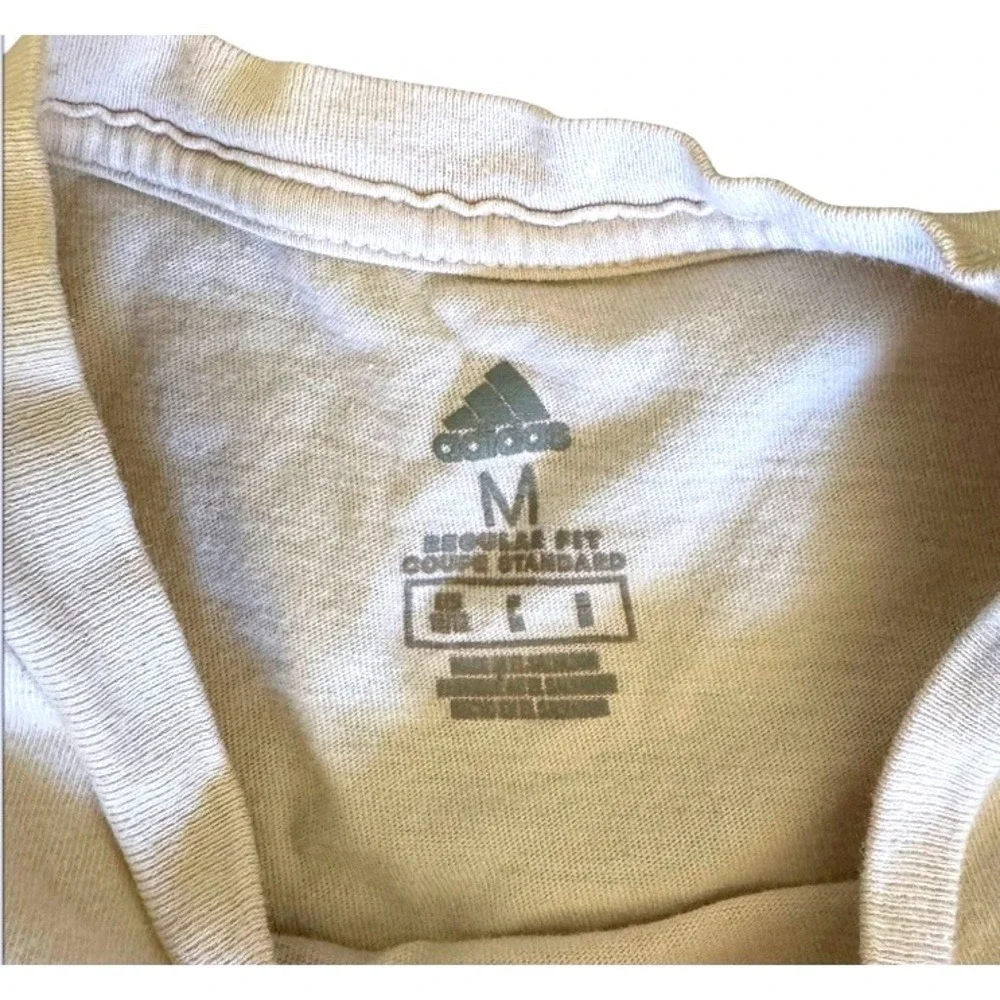 Adidas Graphic T Shirt Kids Medium Beige Good Trefoil Logo Sporty Casual Top